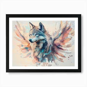 Wolf With Wings Animal Abstract Art In Pastel Colors Art Print