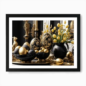 Gold And Black Easter Decor Poster