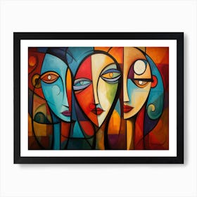 Diktorrr Three Men And Women With Different Shapes Of Faces In Art Print