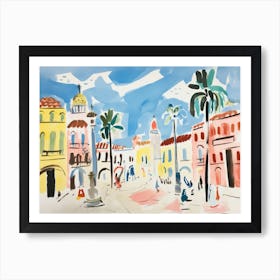 Catania Italy Cute Watercolour Illustration 4 Art Print