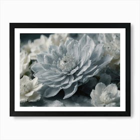 White Flowers In The Snow Art Print