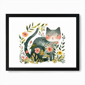 Little Floral Cat 6 Art Print