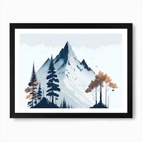 Mountain And Forest In Minimalist Watercolor Horizontal Composition 104 Art Print