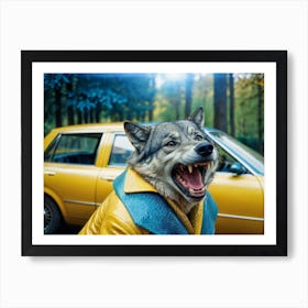 Wolf In Yellow Coat Art Print