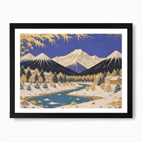 Shimmering Winter Gold and Snowy Majesty Art Print