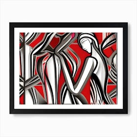 Woman In Red And Black Art Print