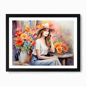 Girl Among Flowers 7 Art Print