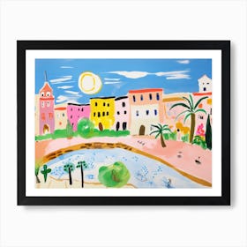 Pescara Italy Cute Watercolour Illustration 3 Art Print