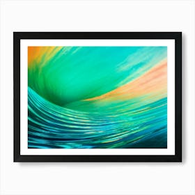 Abstract Background Featuring A Wave Cresting With Vibrant Tropical Ocean Hues Merge Of Turquoise A (3) Art Print