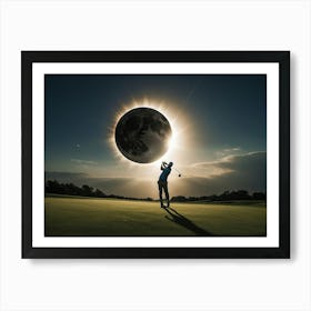 Full Moon Golfer Art Print