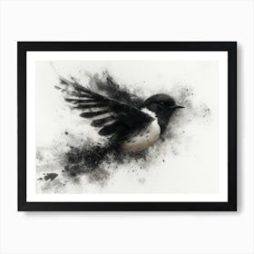 Calligraphic Wonders: Bird In Flight 3 Art Print