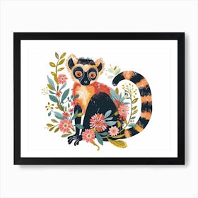 Little Floral Lemur 4 Art Print