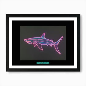Neon Pastel Pink Blue Shark 7 Poster Art Print