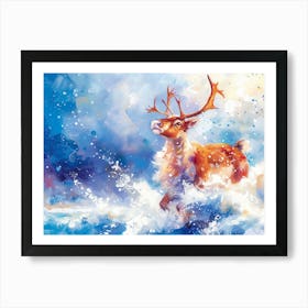 Reindeer In The Snow 1 Art Print