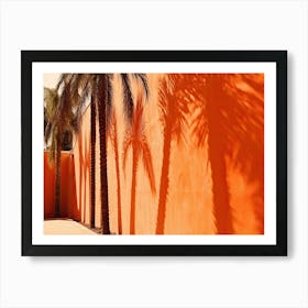 Shadows From Palm Tress On An Orange Wall Summer Photography Art Print