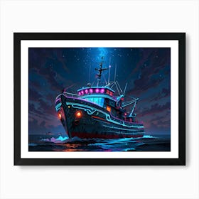 Ship In The Night Sky 1 Art Print