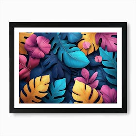 Art Pattern With Colorful Tropical Leaves 2 Art Print