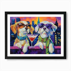 Dogs At The Rooftop Bar 2 Art Print