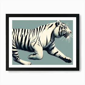 Running tiger wall art poster Art Print