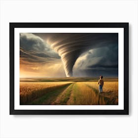 Boy Faces Tornado Storm Art Print