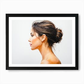 Side Profile Of Beautiful Woman Oil Painting 75 Art Print