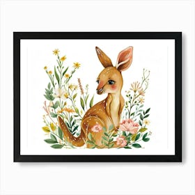 Little Floral Kangaroo 1 Art Print