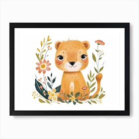 Little Floral Mountain Lion 3 Art Print