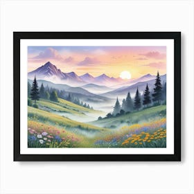 Sunset In The Mountains 1 Art Print