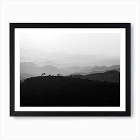 Silhouette Of Mountains Art Print