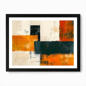 Abstract Painting, Orange, Black, White Art Print