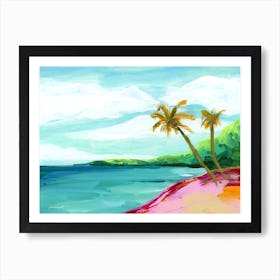 Palm Tree Coconuts Beach Landscape Art Print