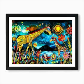 Serengeti Giraffe - Batik Bouquet Art Print