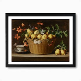 Still Life With Lemons In A Wicker Basket, Juan de Zurbarán Art Print
