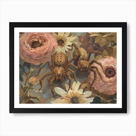 Floral Animal Illustration Spider 1 Art Print