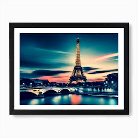 Eiffel Tower At Dusk 1 Art Print