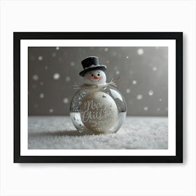 Snowman In A Glass Ball Art Print