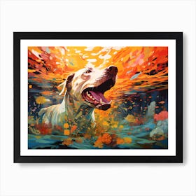 Great Dane Dog Swimming In The Sea Art Print