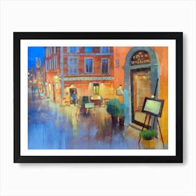 Charming Evening Walk On The Streets Of Rome Art Print