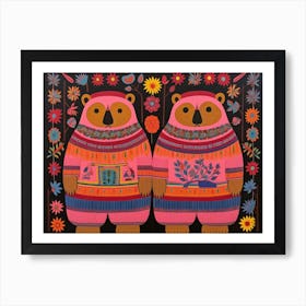 Wombat 3 Folk Style Animal Illustration Art Print