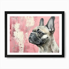 Minimal French Bulldog With Pink 1 Art Print