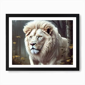 White Lion In The Forest 1 Art Print