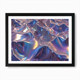 Abstract 3d Render Of Iridescent, Metallic Hills Art Print