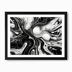 Fluid Dynamics Abstract Black And White 6 Art Print
