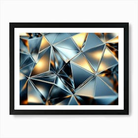 3d Shiny Metallic Triangles Forming Complex Pattern Art Print