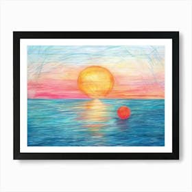 Sunset Over The Ocean 50 Art Print