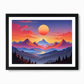 Sunset Mountains Art Print