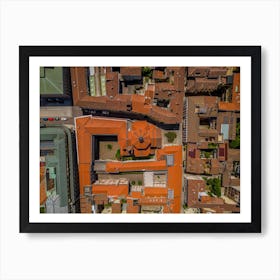 Top down view of the catholic church and european old town. Novara, Italy, Piedmont. Church in Italy. Art Print