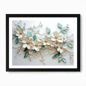 3d Illustration Flowers White Art Print