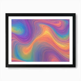 Abstract Image Of Swirling, Iridescent Colors In Shades Of Blue, Teal, Purple, Orange, And Yellow 7 Art Print