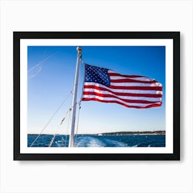 An American Flag Mid Billow Red And White Stripes Gleaming In The Wind Blue Star Field Sailing Ag (5) Art Print